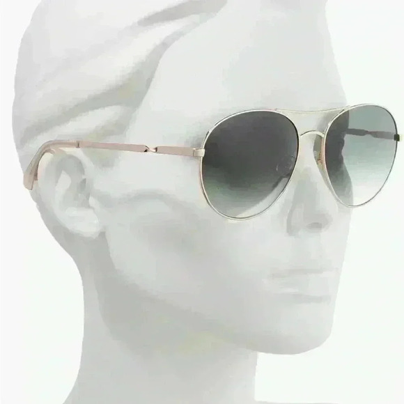 Kate Spade New York Joshelle 60mm Aviator Sunglasses in Gold/ Nude/Green NWT - Picture 3 of 8